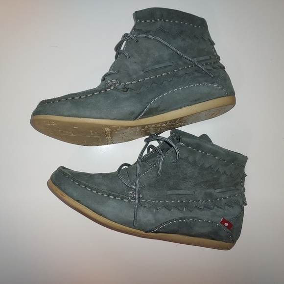 OLIBERTE Green Leather Suede Booties  Made in Africa EU Size 39 - Picture 2 of 6